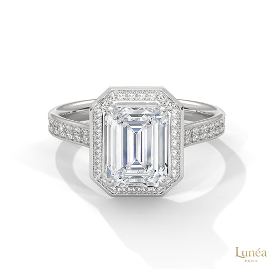 2.50 Ct. Emerald Cut Halo Engagement Ring