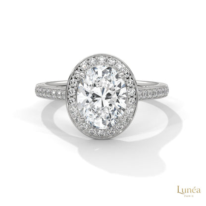 2.50 Ct. Oval Halo Lab Diamond Engagement Ring