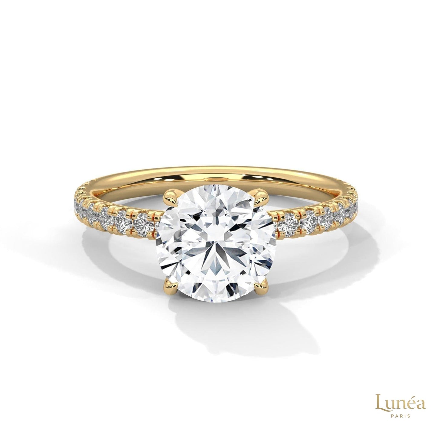 2.50 Ct. Round Lab Diamond Pavé Engagement Ring