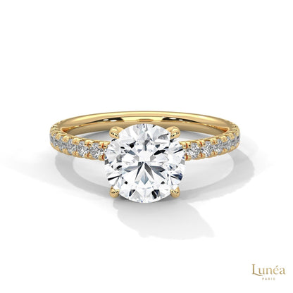 2.50 Ct. Round Lab Diamond Pavé Engagement Ring