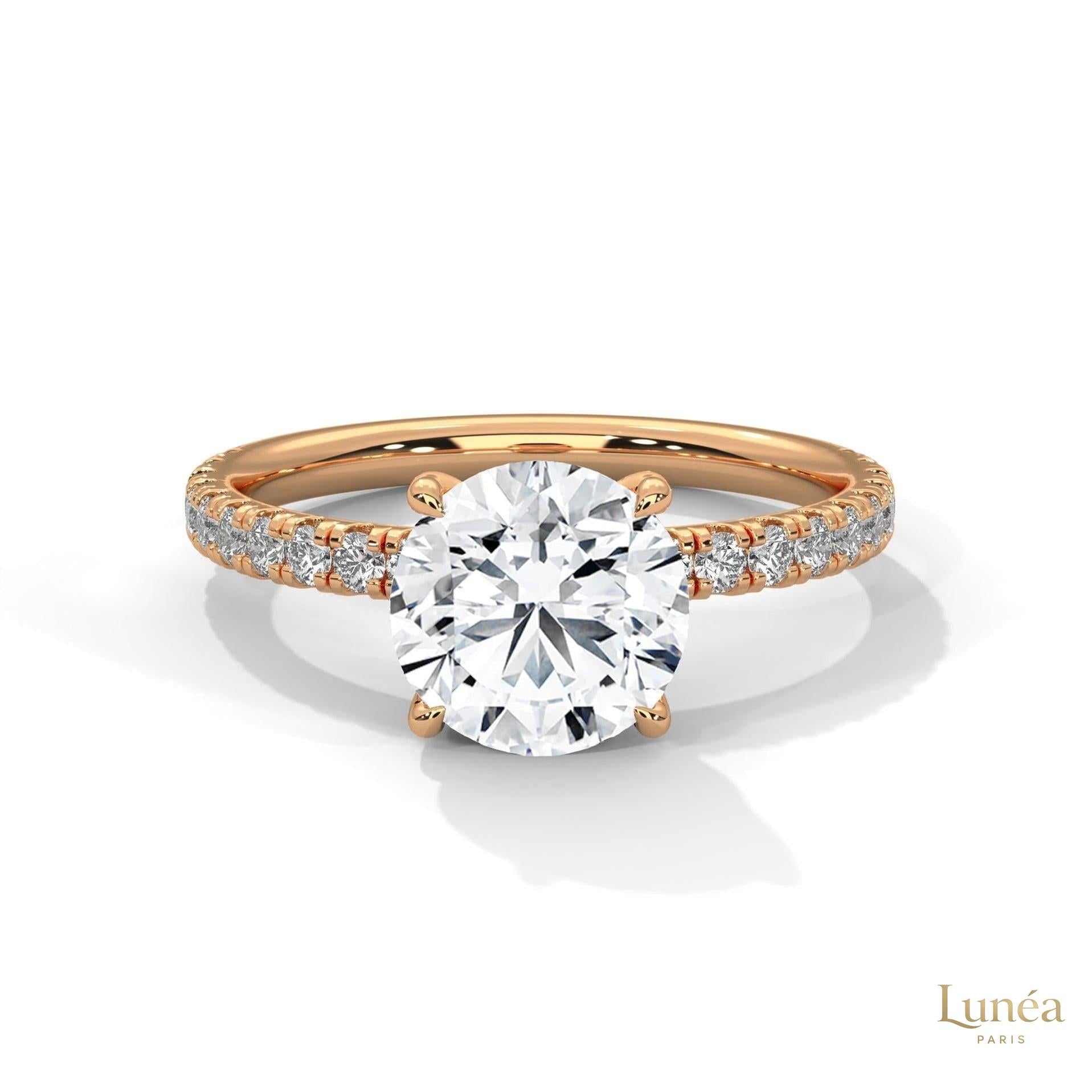 2.50 Ct. Round Lab Diamond Pavé Engagement Ring