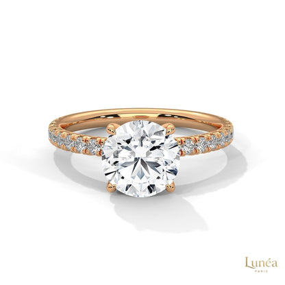 2.50 Ct. Round Lab Diamond Pavé Engagement Ring