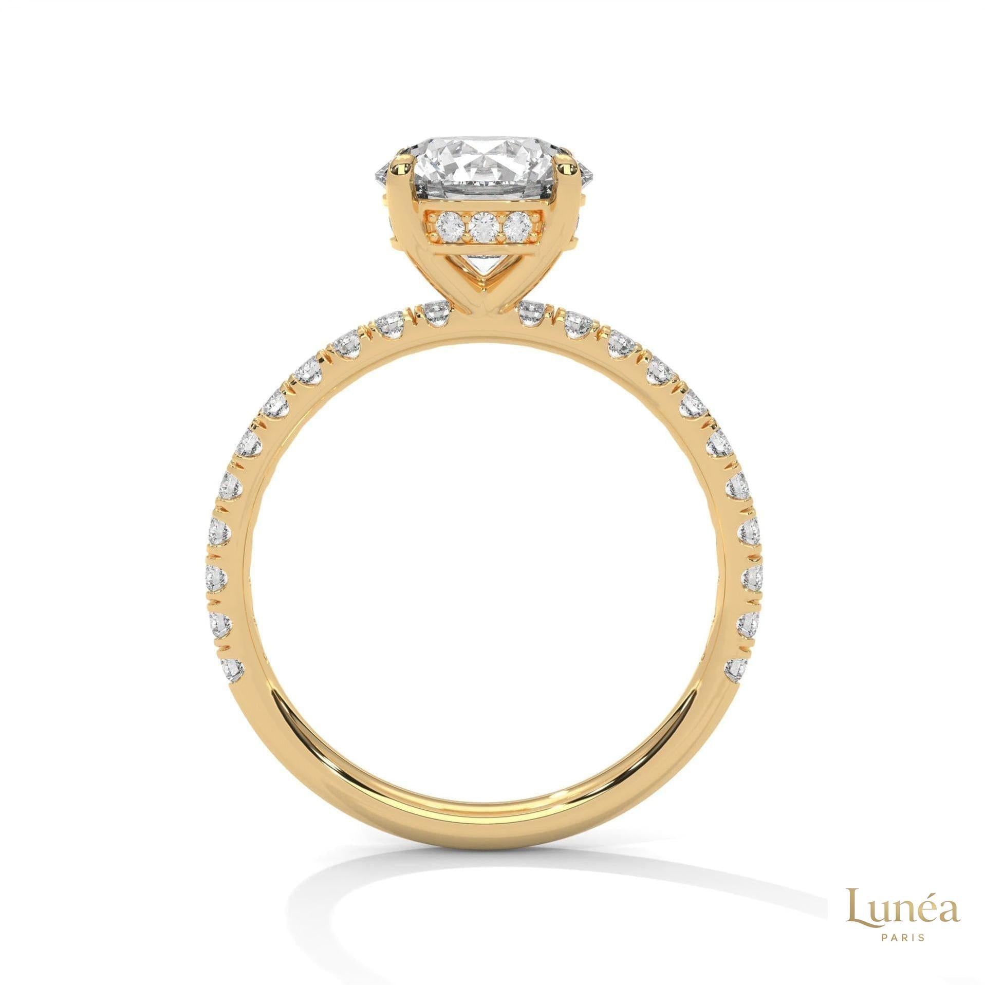 2.50 Ct. Round Lab Diamond Pavé Engagement Ring