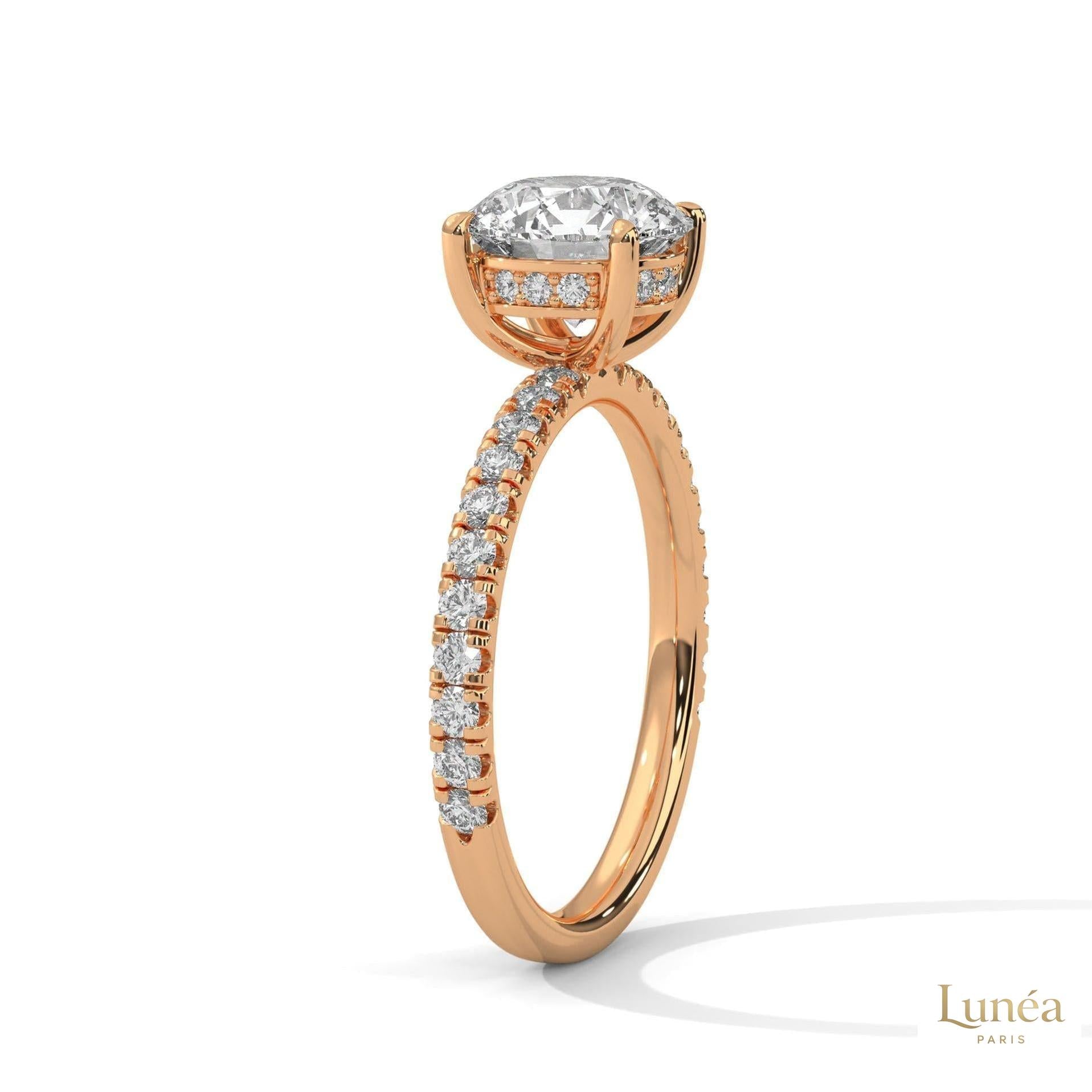 2.50 Ct. Round Lab Diamond Pavé Engagement Ring