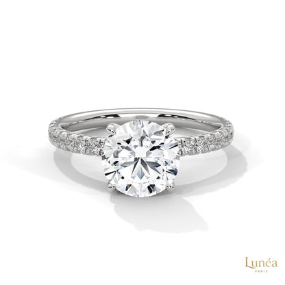 2.50 Ct. Round Lab Diamond Pavé Engagement Ring