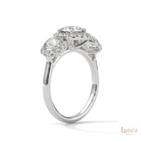 2.55 Ct. Three-Stone Halo Lab Diamond Ring