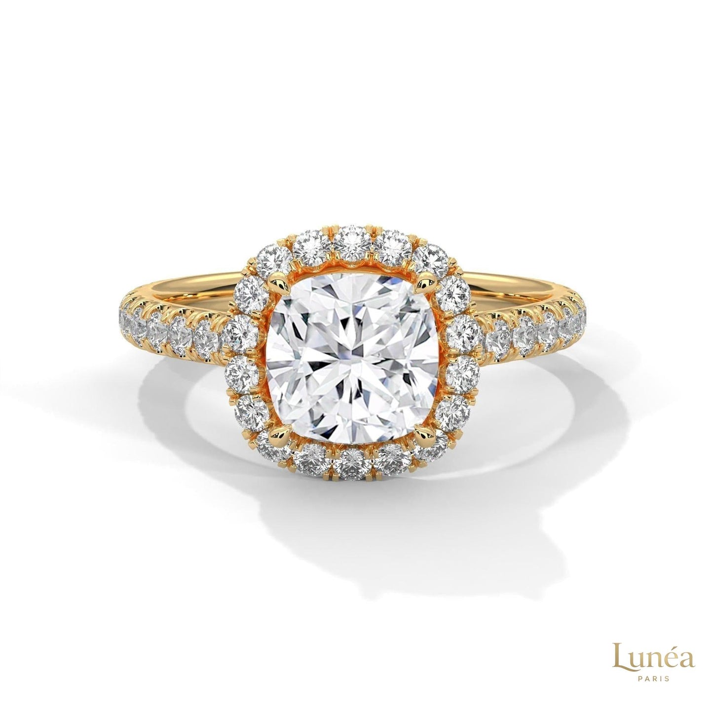 2.60 Ct. Cushion Halo Lab Diamond Engagement Ring