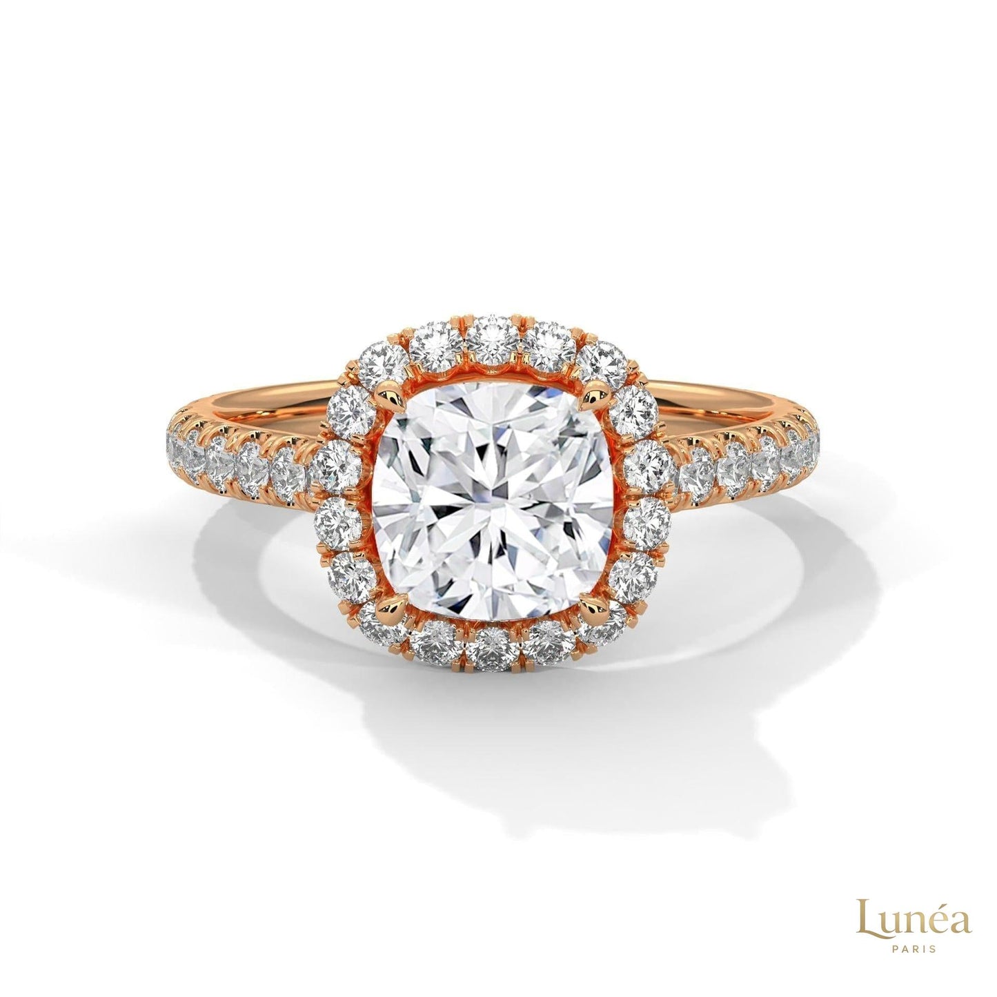 2.60 Ct. Cushion Halo Lab Diamond Engagement Ring