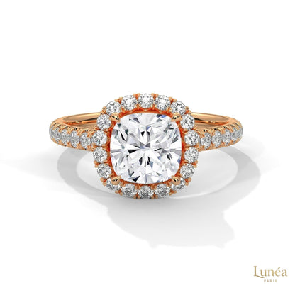 2.60 Ct. Cushion Halo Lab Diamond Engagement Ring