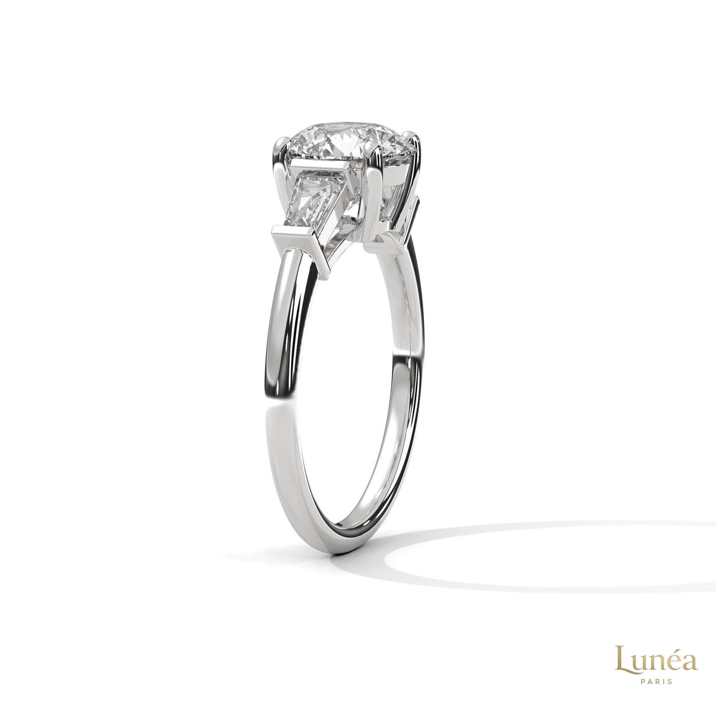 2.60 Ct. Round Lab Diamond Ring with Baguette Accents