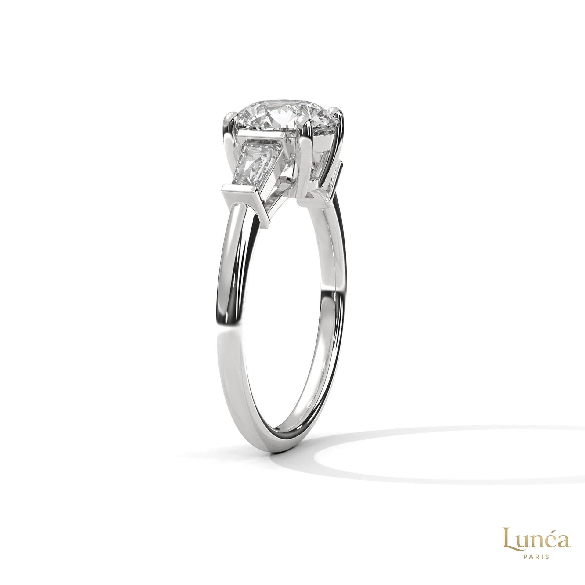 2.60 Ct. Round Lab Diamond Ring with Baguette Accents