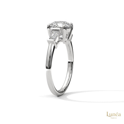 2.60 Ct. Round Lab Diamond Ring with Baguette Accents