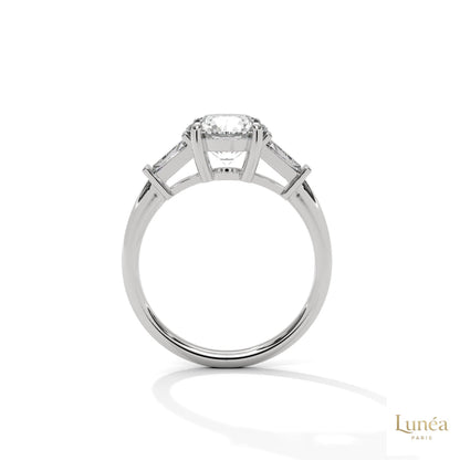 2.60 Ct. Round Lab Diamond Ring with Baguette Accents