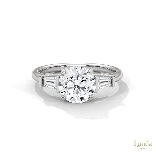 2.60 Ct. Round Lab Diamond Ring with Baguette Accents