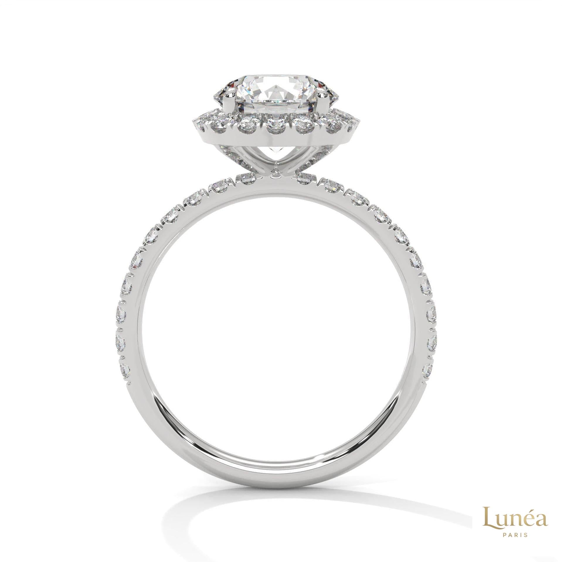 2.65 Ct. Cushion Halo Lab Diamond Ring – Pavé Band