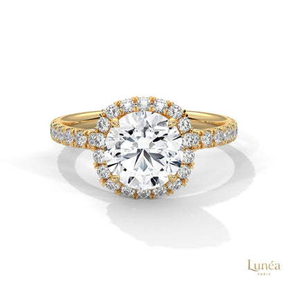 2.65 Ct. Cushion Halo Lab Diamond Ring – Pavé Band