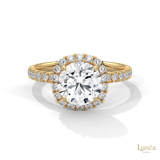 2.65 Ct. Cushion Halo Lab Diamond Ring – Pavé Band