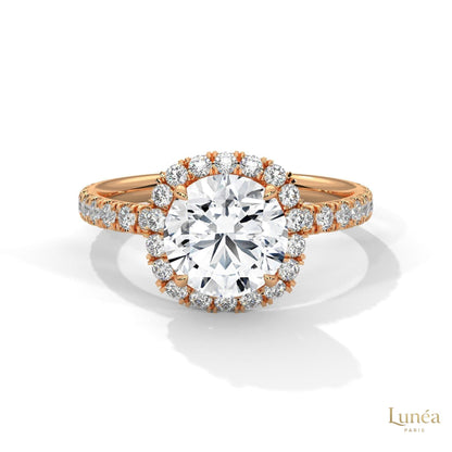 2.65 Ct. Cushion Halo Lab Diamond Ring – Pavé Band