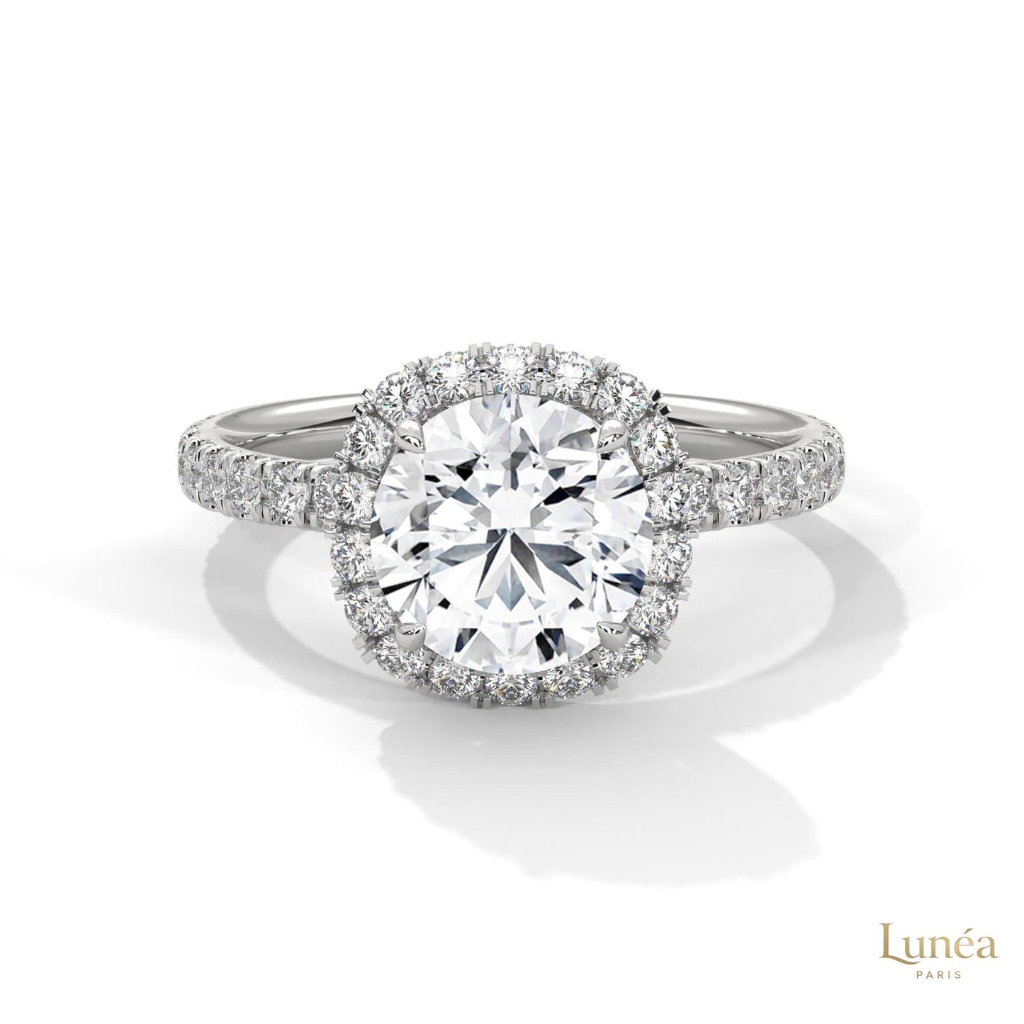 2.65 Ct. Cushion Halo Lab Diamond Ring – Pavé Band