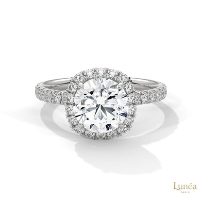 2.65 Ct. Cushion Halo Lab Diamond Ring – Pavé Band