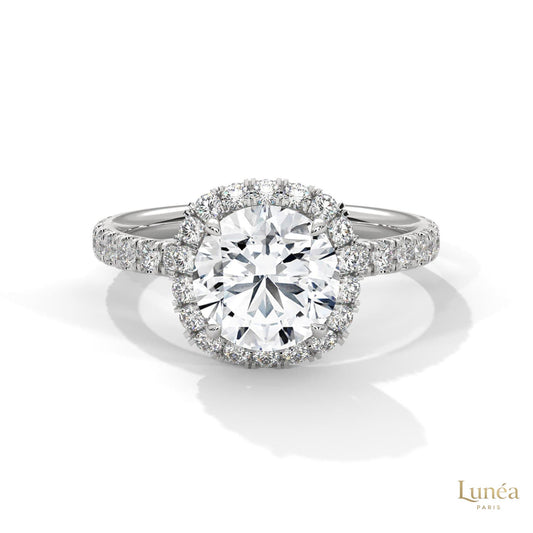2.65 Ct. Cushion Halo Lab Diamond Ring – Pavé Band