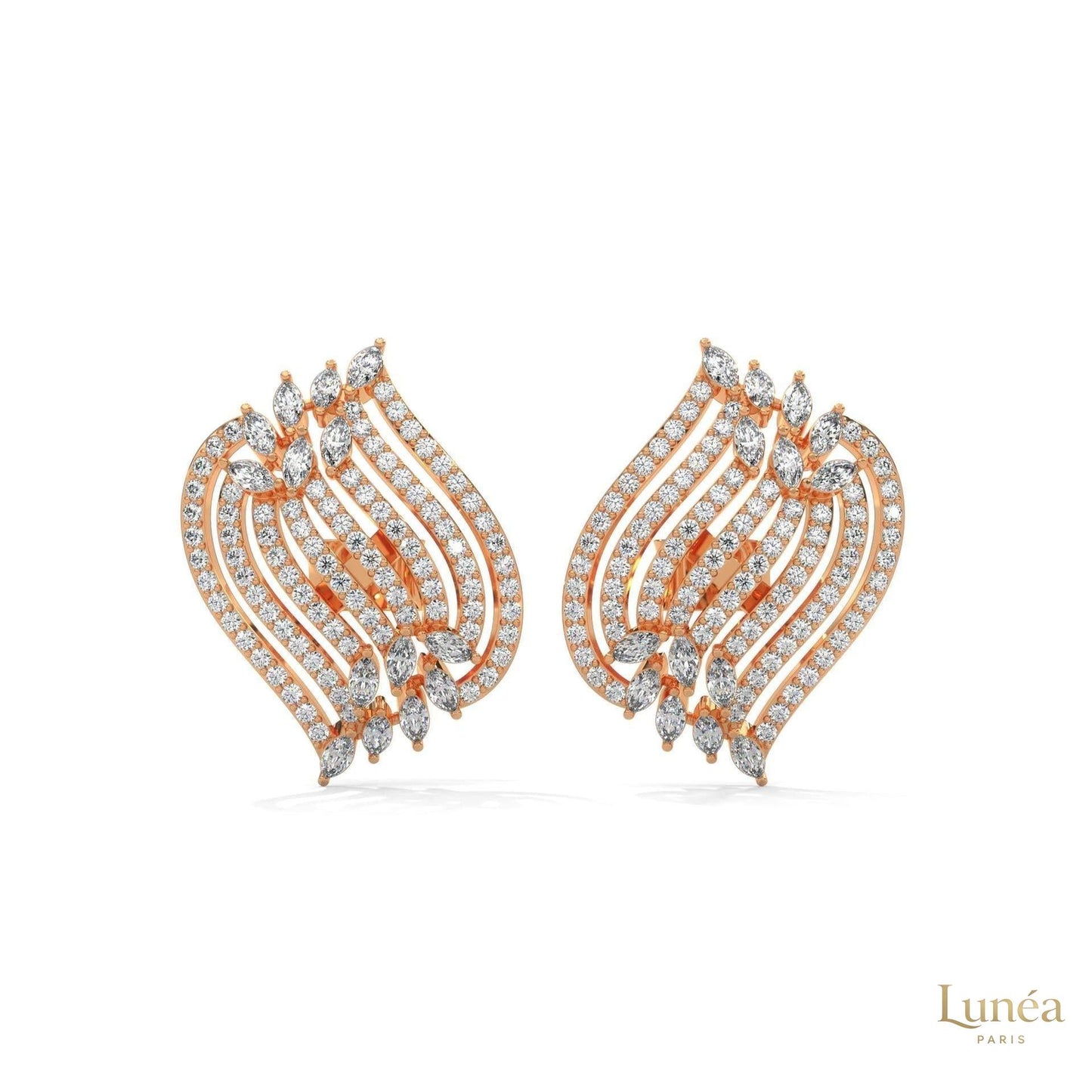 2.70 CT. Diamond Wave Statement Earrings