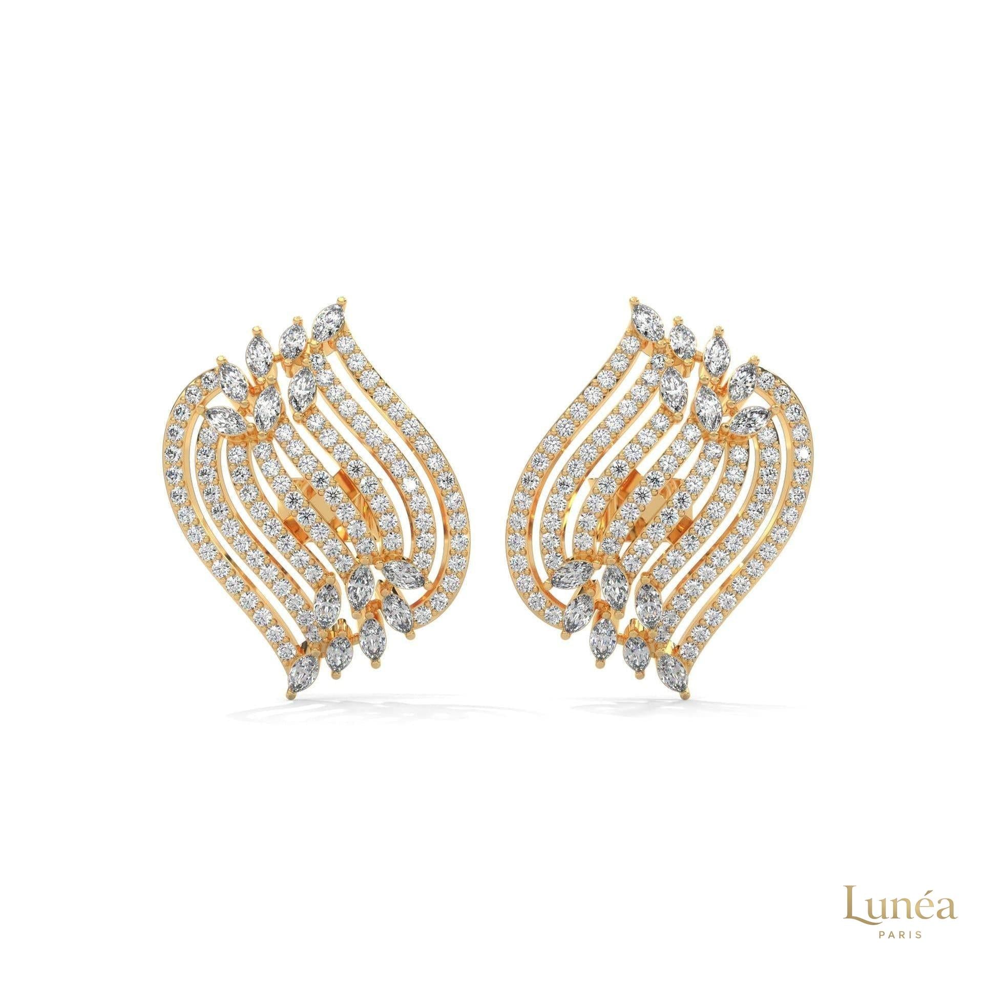 2.70 CT. Diamond Wave Statement Earrings