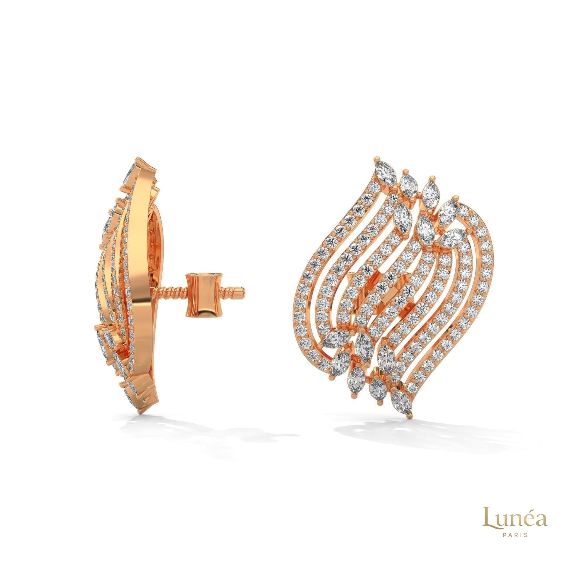 2.70 CT. Diamond Wave Statement Earrings