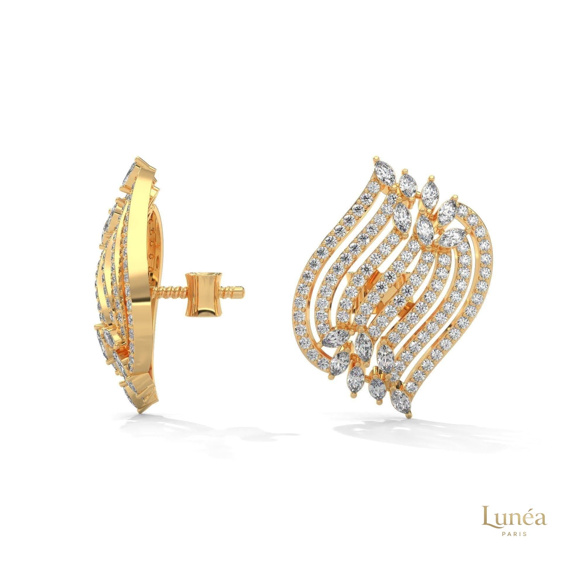 2.70 CT. Diamond Wave Statement Earrings