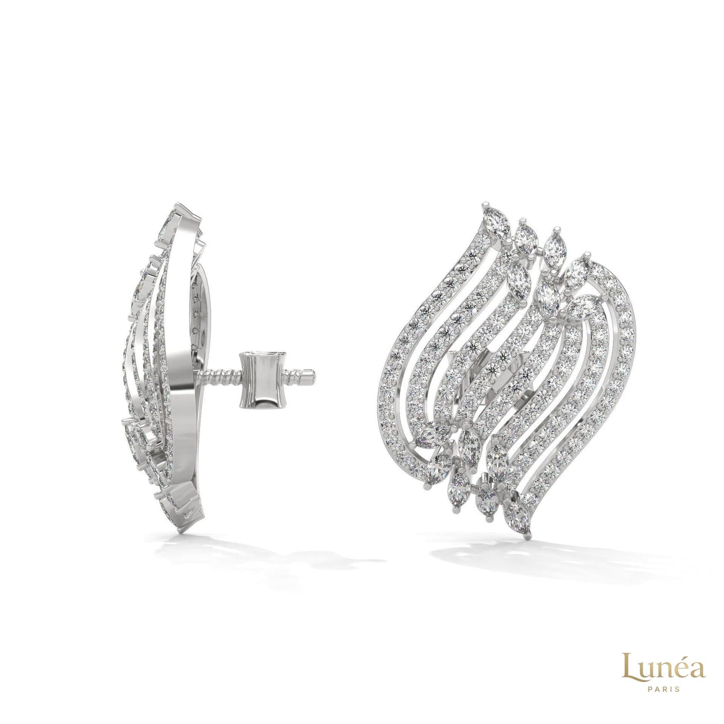 2.70 CT. Diamond Wave Statement Earrings