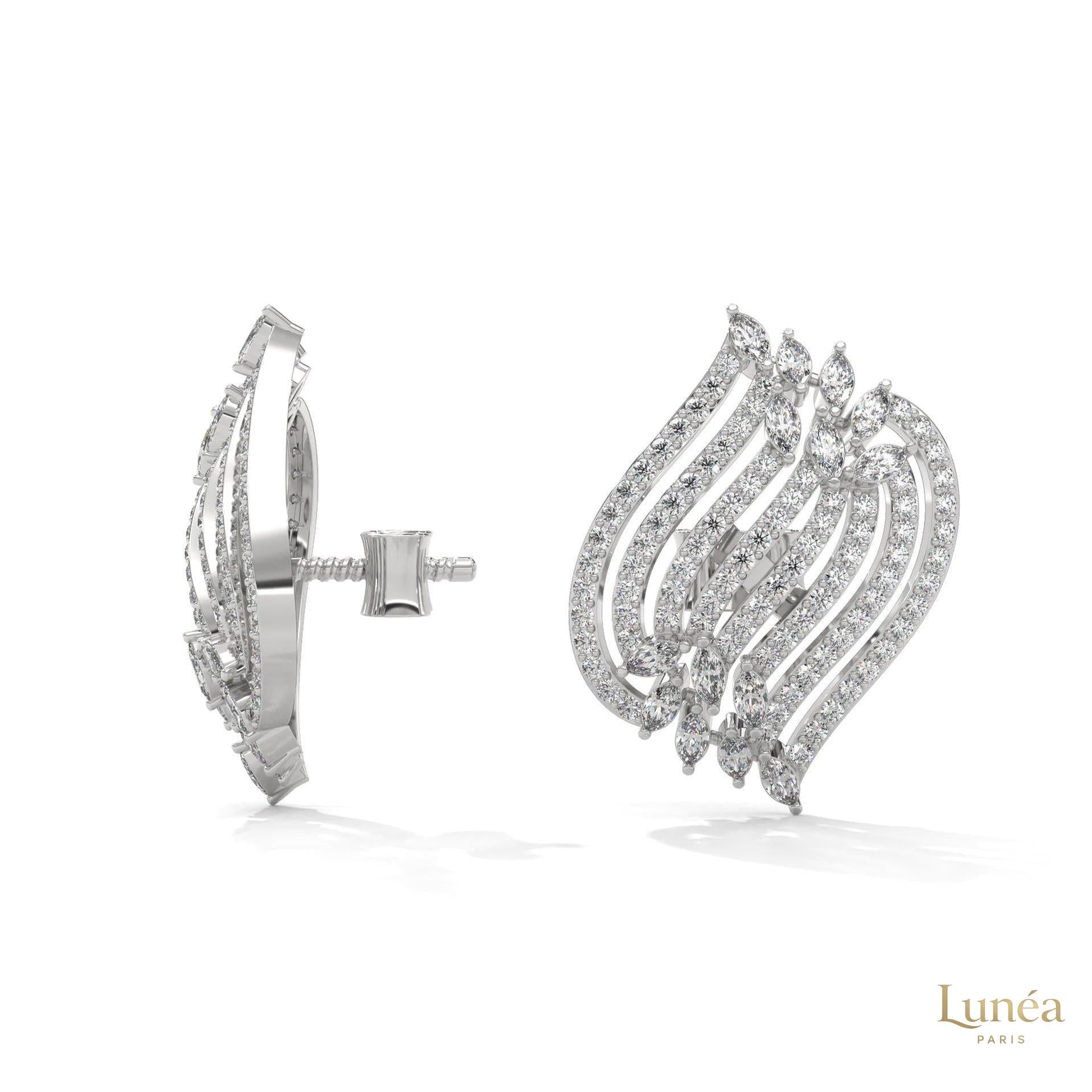 2.70 CT. Diamond Wave Statement Earrings