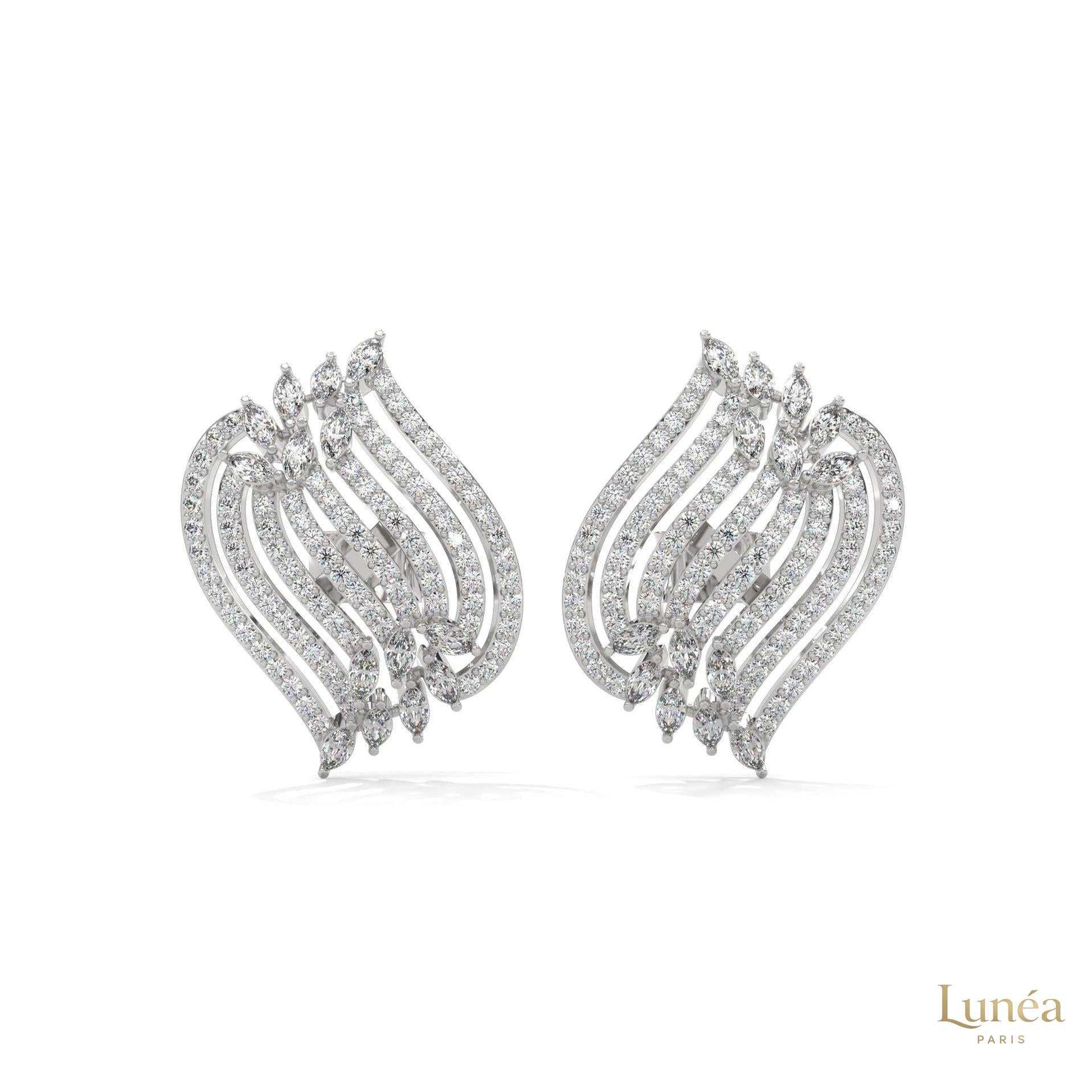 2.70 CT. Diamond Wave Statement Earrings