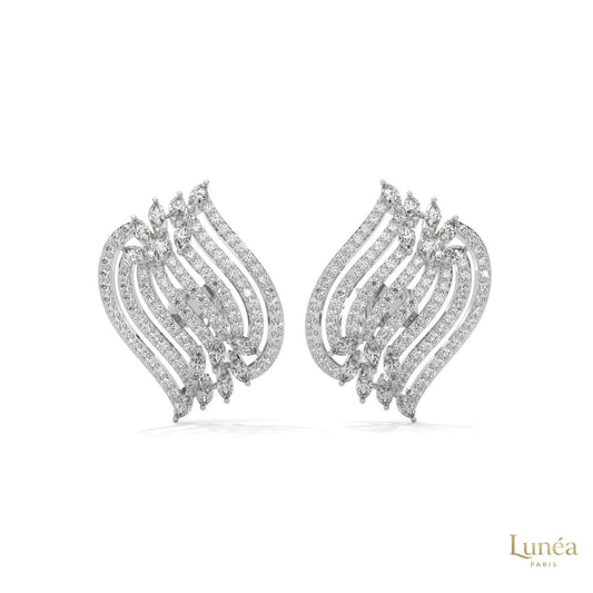 2.70 CT. Diamond Wave Statement Earrings