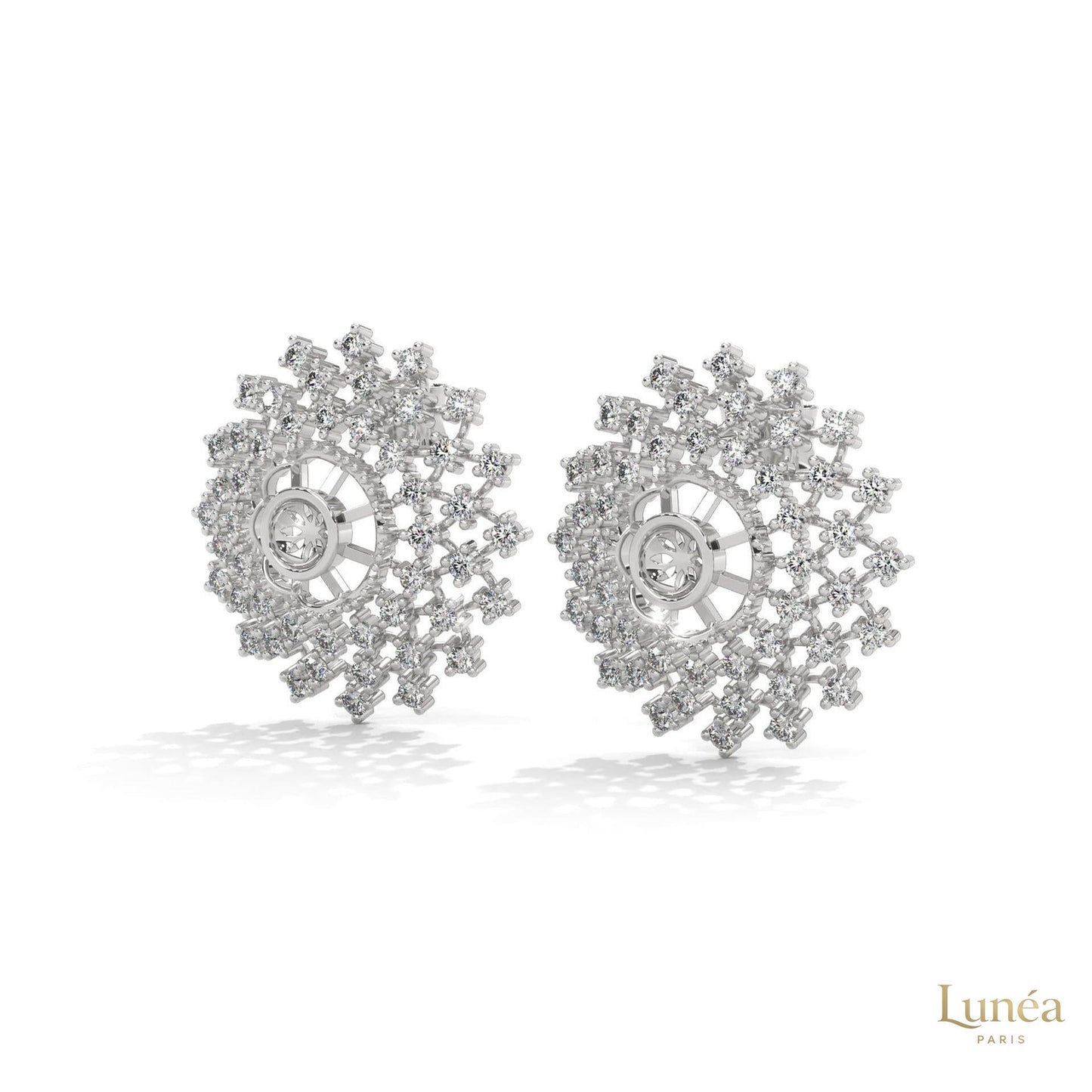 2.70 CT. Snowflake Diamond Cluster Earrings