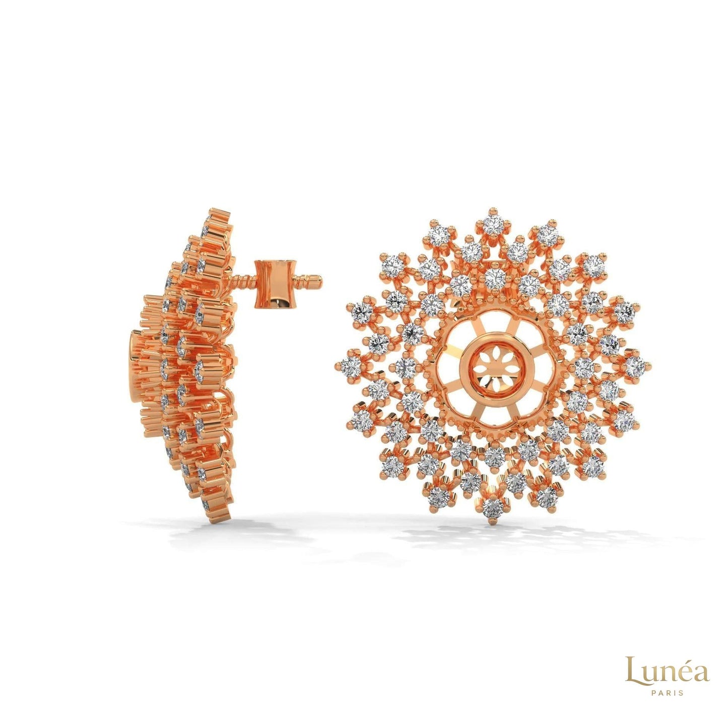 2.70 CT. Snowflake Diamond Cluster Earrings