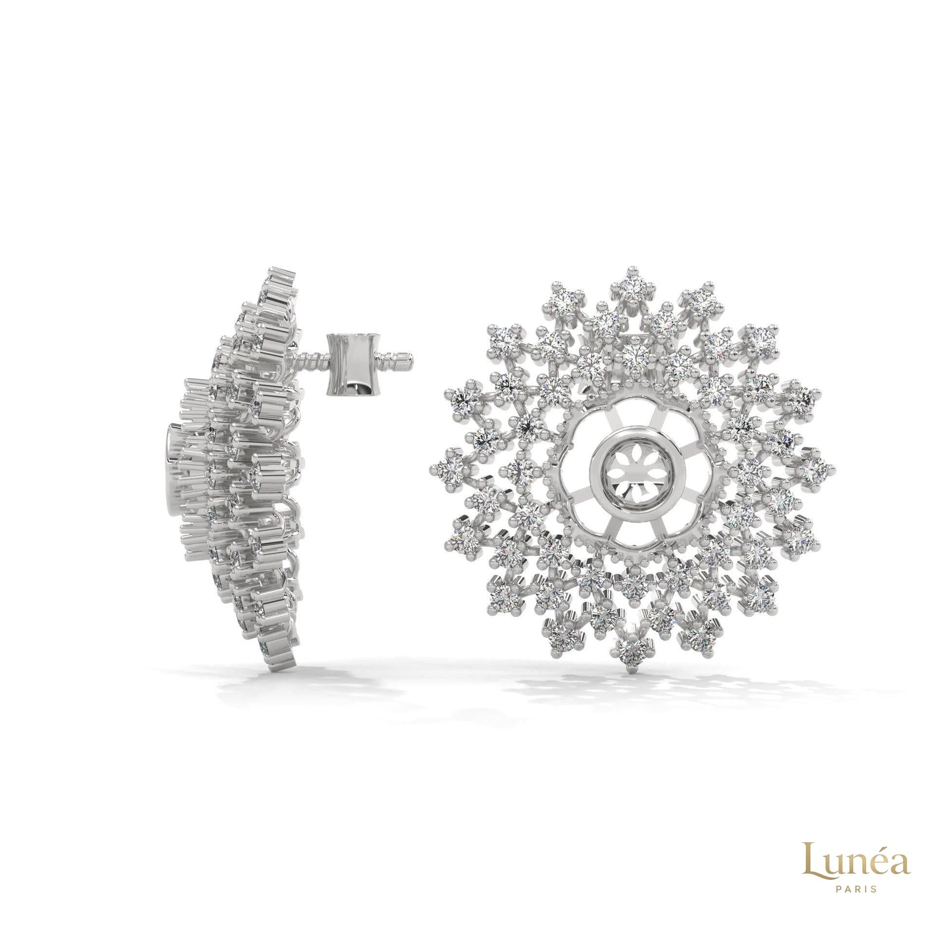 2.70 CT. Snowflake Diamond Cluster Earrings