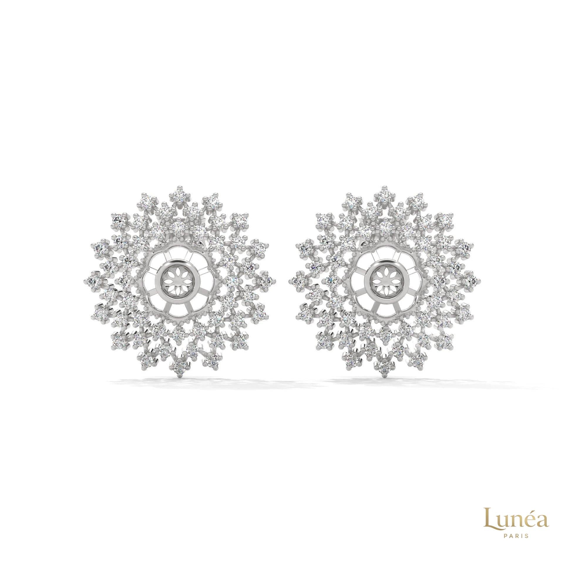 2.70 CT. Snowflake Diamond Cluster Earrings