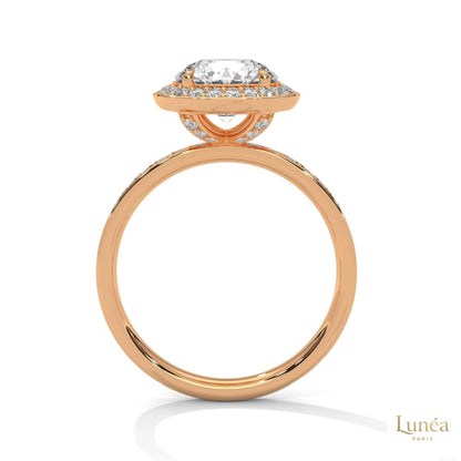 2.70 Ct. Lab Diamond Halo Ring – Round with Pavé Band