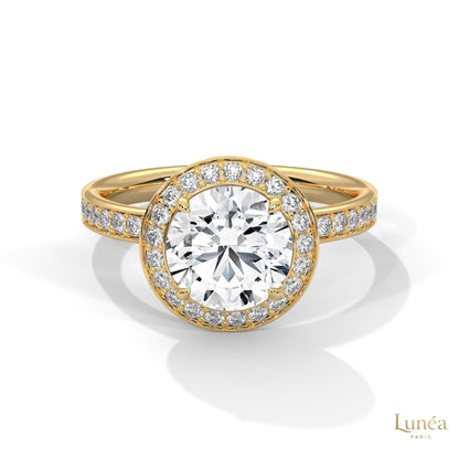 2.70 Ct. Lab Diamond Halo Ring – Round with Pavé Band