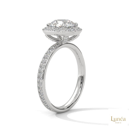 2.70 Ct. Lab Diamond Halo Ring – Round with Pavé Band
