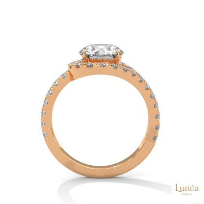 2.80 Ct. Split Shank Halo Lab Diamond Ring