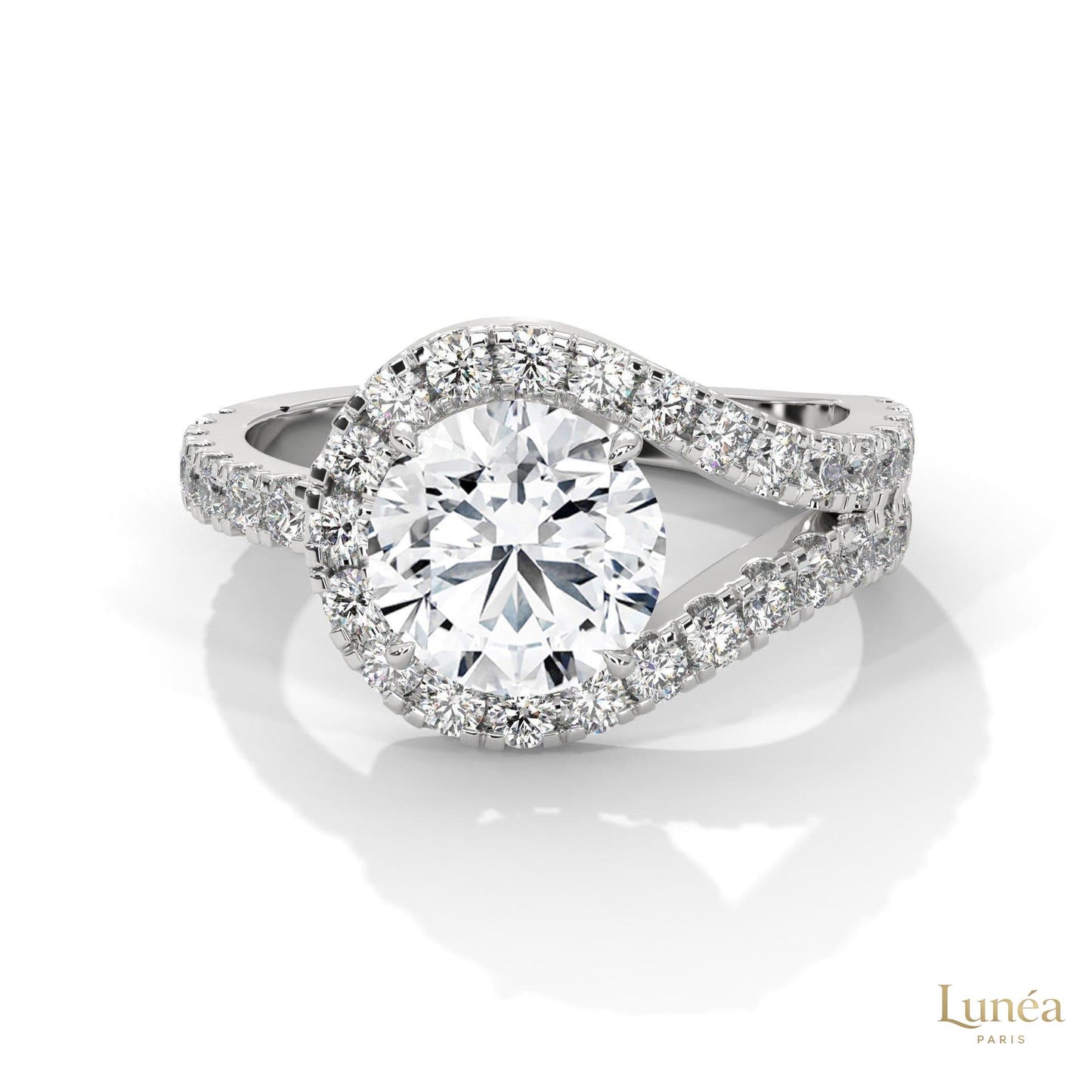 2.80 Ct. Split Shank Halo Lab Diamond Ring