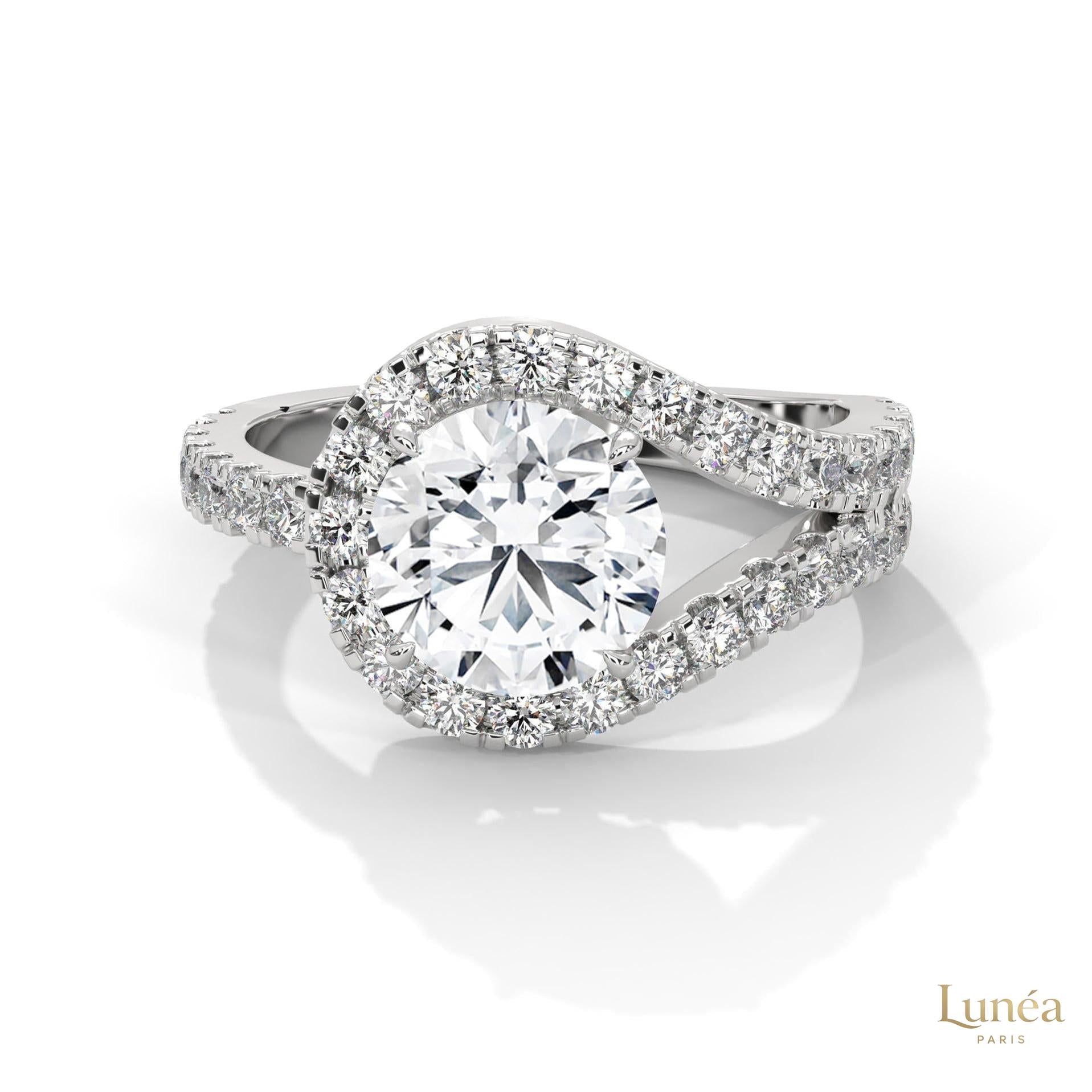2.80 Ct. Split Shank Halo Lab Diamond Ring
