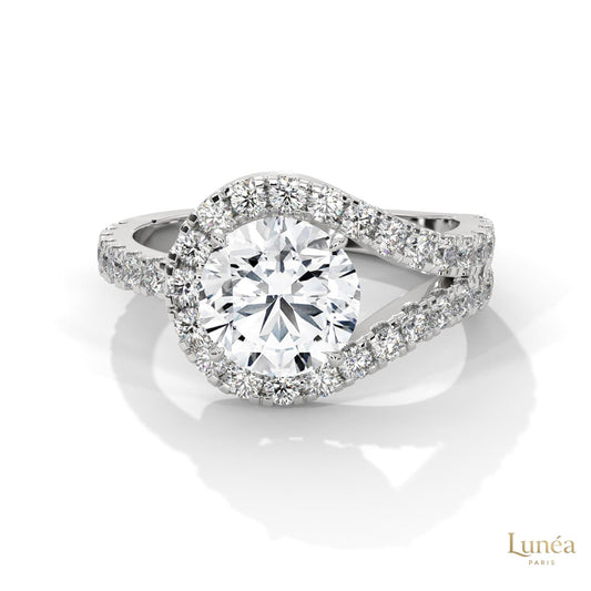 2.80 Ct. Split Shank Halo Lab Diamond Ring