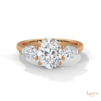 3 Ct. Oval Lab Diamond Ring – Three-Stone Pear Accents