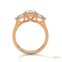 3 Ct. Oval Lab Diamond Ring – Three-Stone Pear Accents