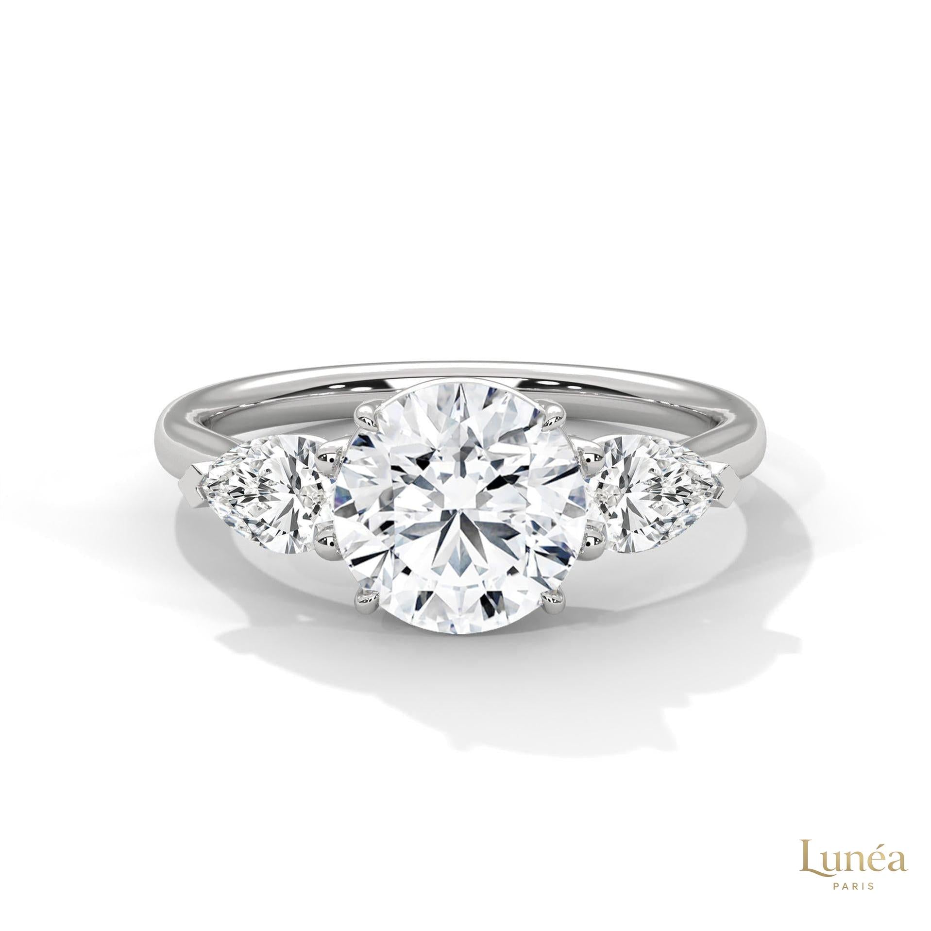 3 CT Three-Stone Lab Diamond Engagement Ring | Lab Grown | 14K Gold ...