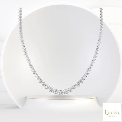 3-Prong graduated tennis necklace in 18 Inch