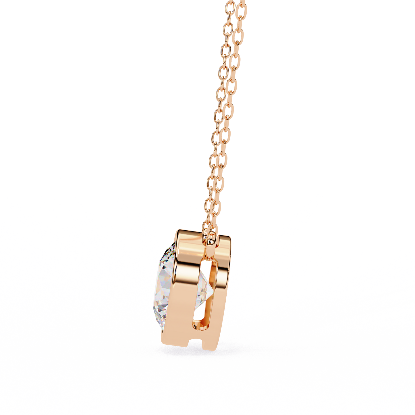 1.8 CT Round Lab-Grown Diamond Bezel Pendant Necklace in 14K Gold & Platinum