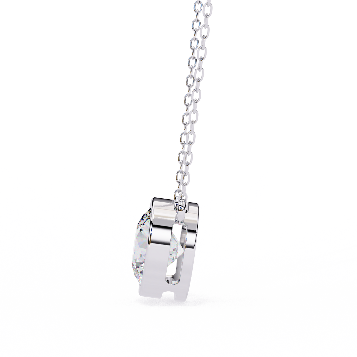 1.8 CT Round Lab-Grown Diamond Bezel Pendant Necklace in 14K Gold & Platinum